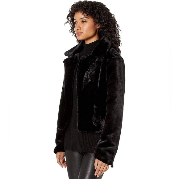 Blank NYC Faux Fur Crop Jacket in Uptown Girl NWT LARGE - Picture 3 of 7